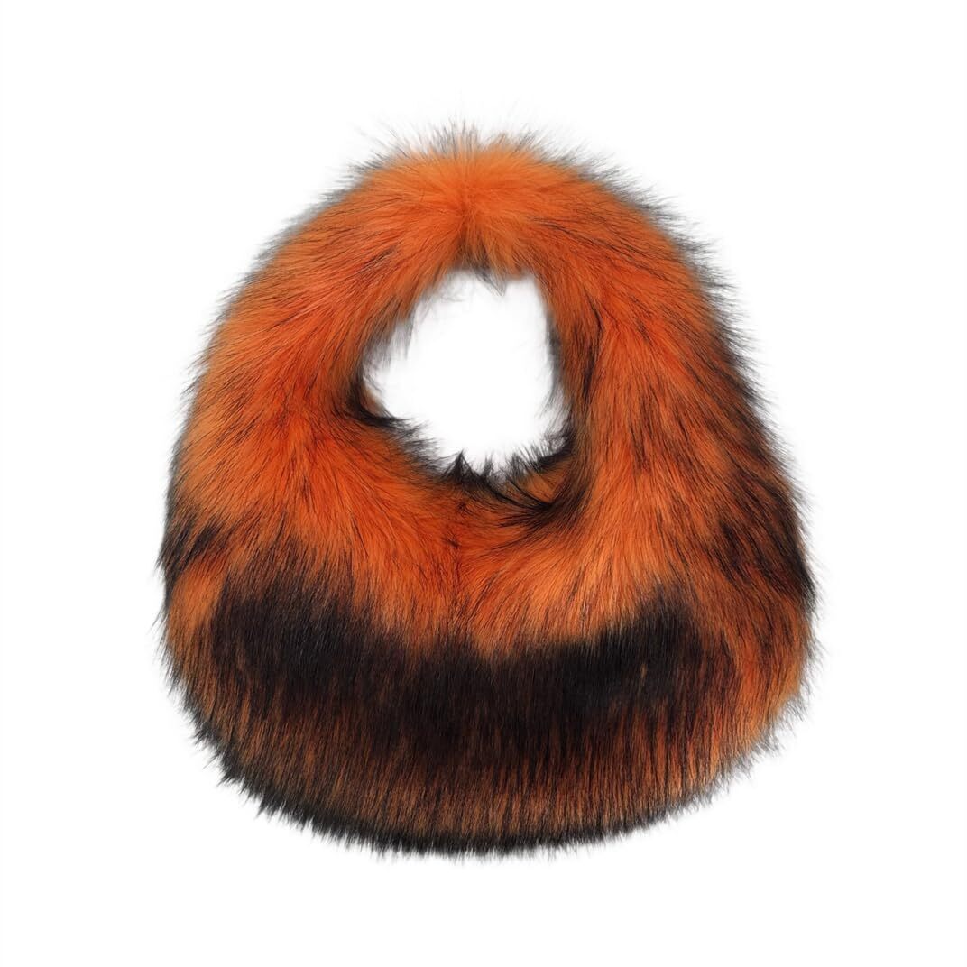 7184 Faux Fur Hobo Bag Large Shoulder Bag Cute Fluffy Tote Bag Plush